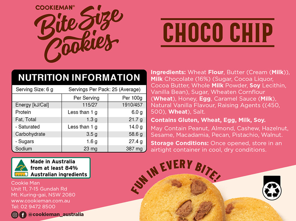 Choco Chip Cookies Box 150g - Bite Size Biscuits