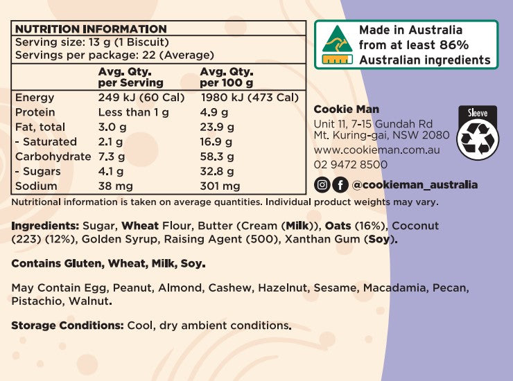 ANZAC Biscuits 280g - Traditional Biscuits