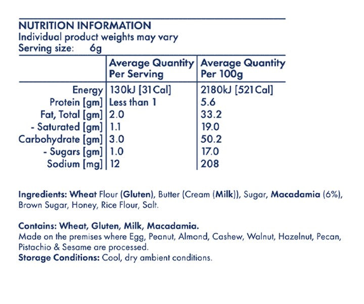 4kg Honey Macadamia Shortbread Cookies - Bite Size Biscuits