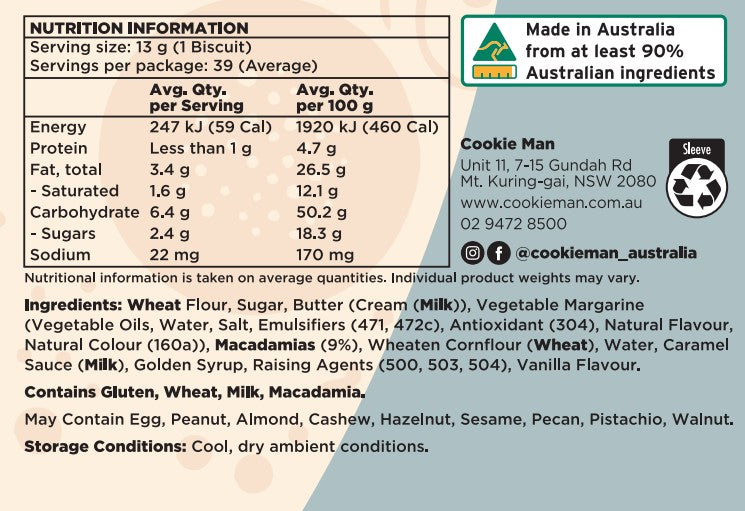 Macadamia Shortbread 500g - Traditional Biscuits