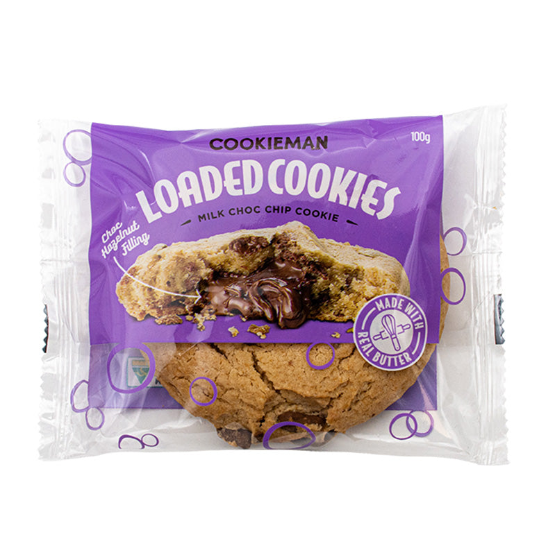Milk Choc Hazelnut Loaded Cookies 100g x 12 - Ambient Loaded (Retail)