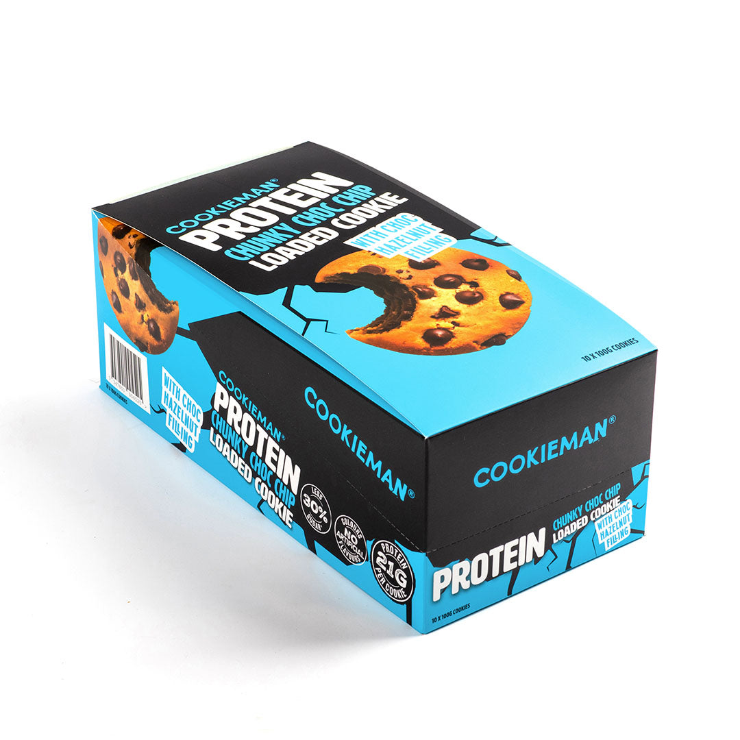 Chunky Choc Chip Loaded with Choc Hazelnut 100g x 10 - Protein Cookies